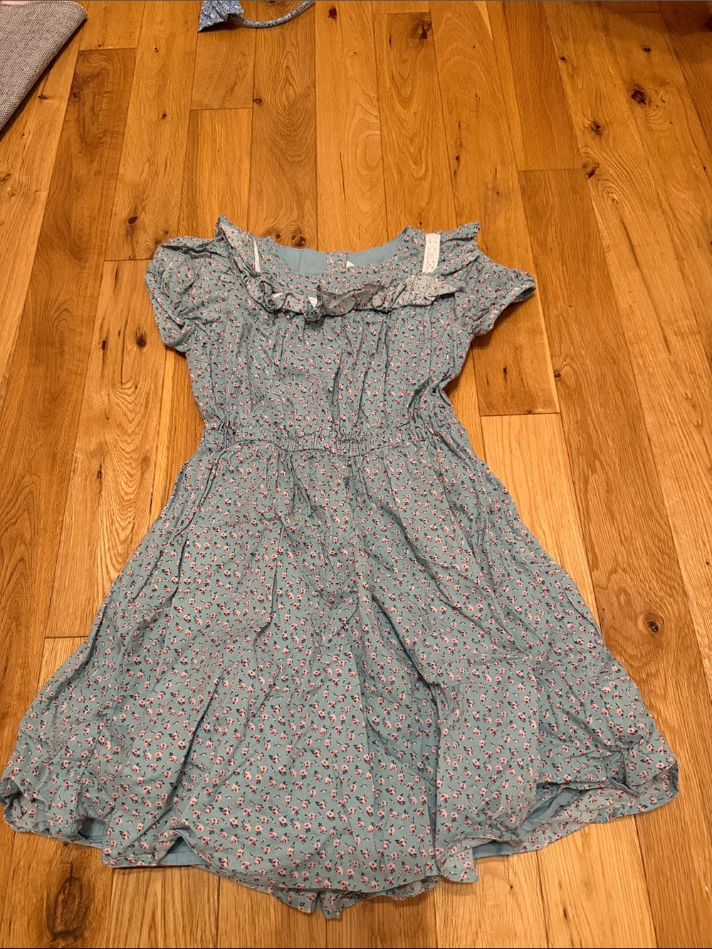 Janie and Jack Light Blue Floral Ruffle Dress with headband